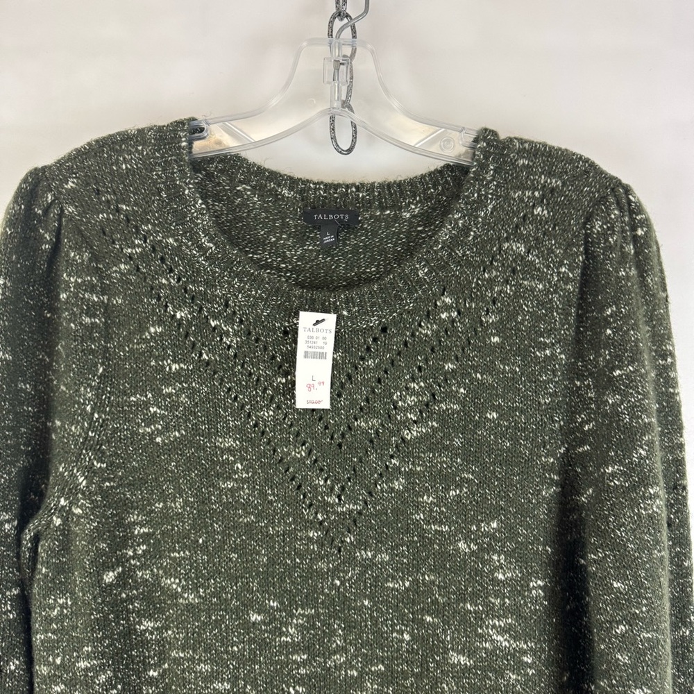 Talbots Womens‎ Green Marled Knit Long Sleeve Sweater Dress Size L NWT - Picture 8 of 12